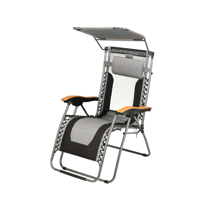 Silla reclinable plegable con respaldo transpirable para vida al aire libre con dosel