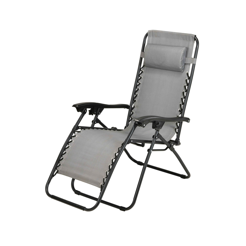 Silla reclinable plegable de gravedad cero de tela Textilene junto a la piscina al aire libre