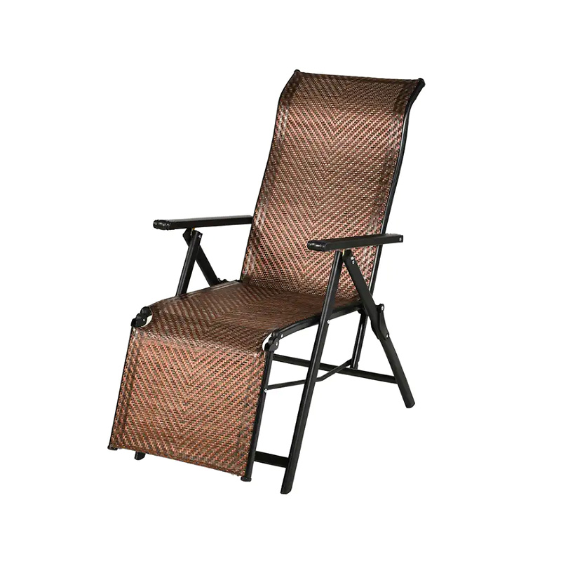 Silla reclinable plegable de ratán de PVC con tubería de acero para exteriores e interiores