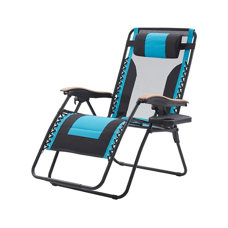 Silla reclinable plegable de gravedad cero con respaldo de malla transpirable para exteriores