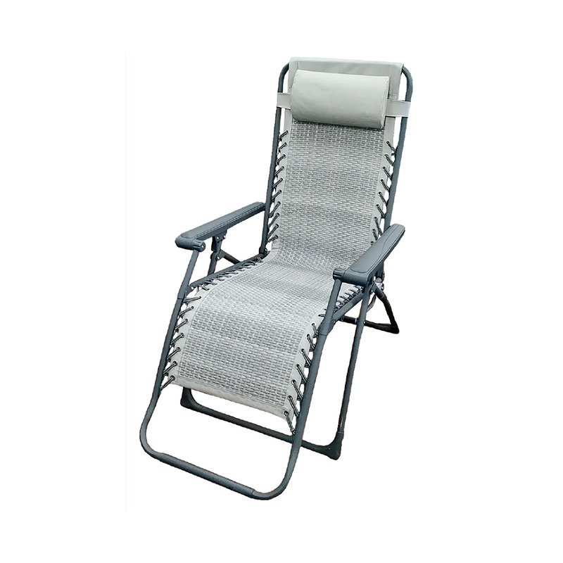 Silla reclinable plegable de jardín de ratán gris Silla de relajación